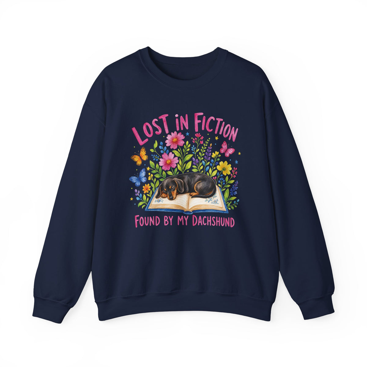 Navy Gildan 18000 unisex crewneck sweatshirt, front product mockup.